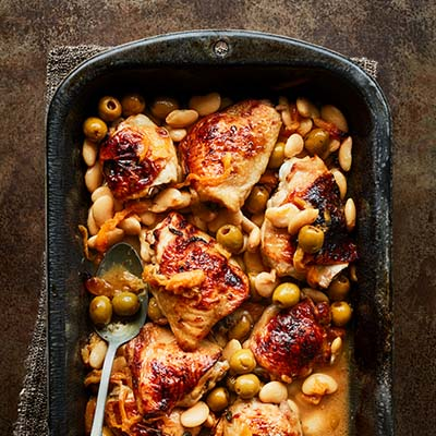 chicken-with-olives-chorizo-and-butter-beans